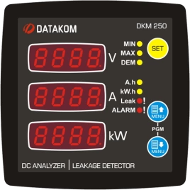 DKM-250 Анализатор сети постоянного тока и реле утечки на землю, 96x96 мм, RS-485