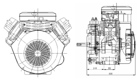 Двигатель дизельный CD2V88 (G1 SHAFT) CD Power фото 4
